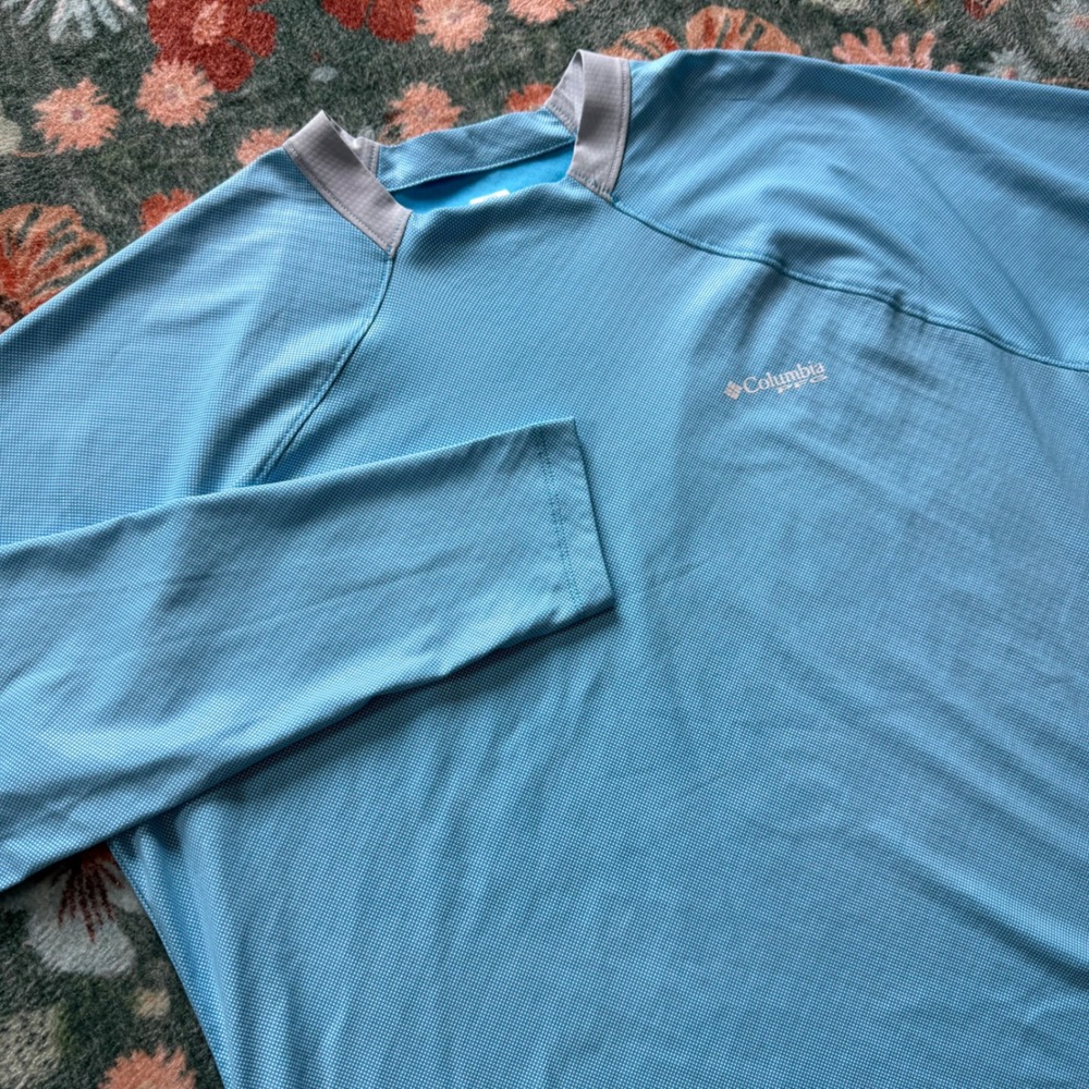 Columbia PFG Omni-Freeze Zero Blue Long Sleeve Fishing Shirt Mens Large FL0053